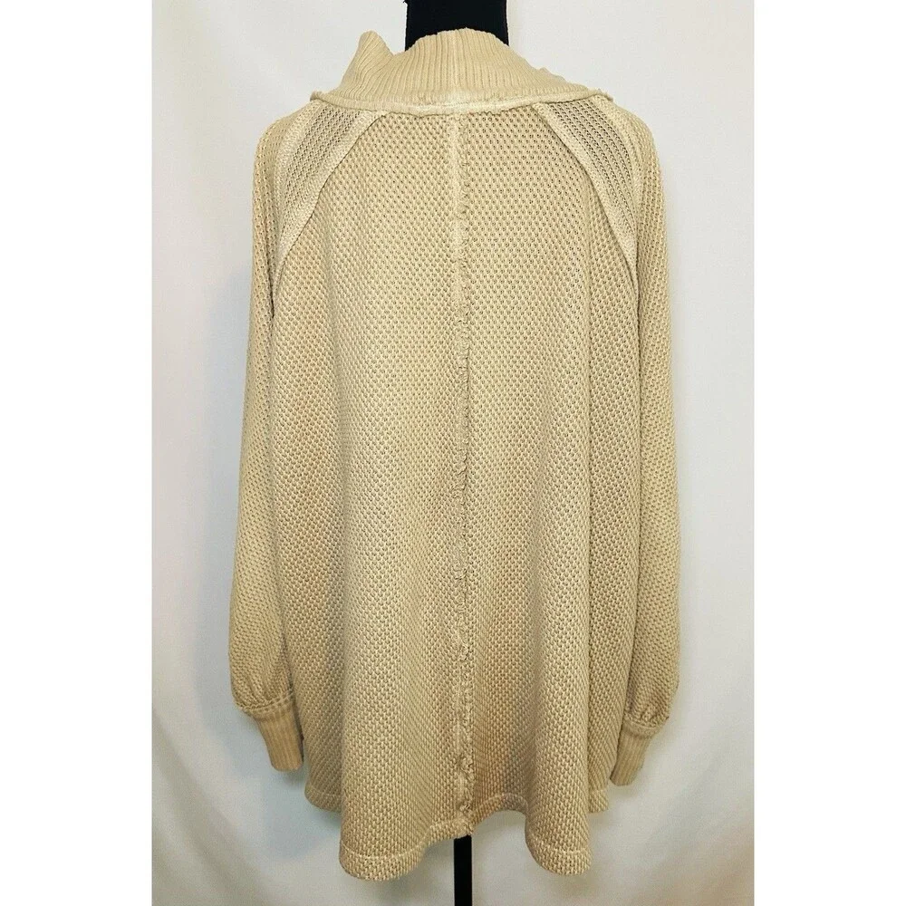 We The‎ Free Tan She's a Keeper Oversized Lagenlook Top Tunic Women's SMALL